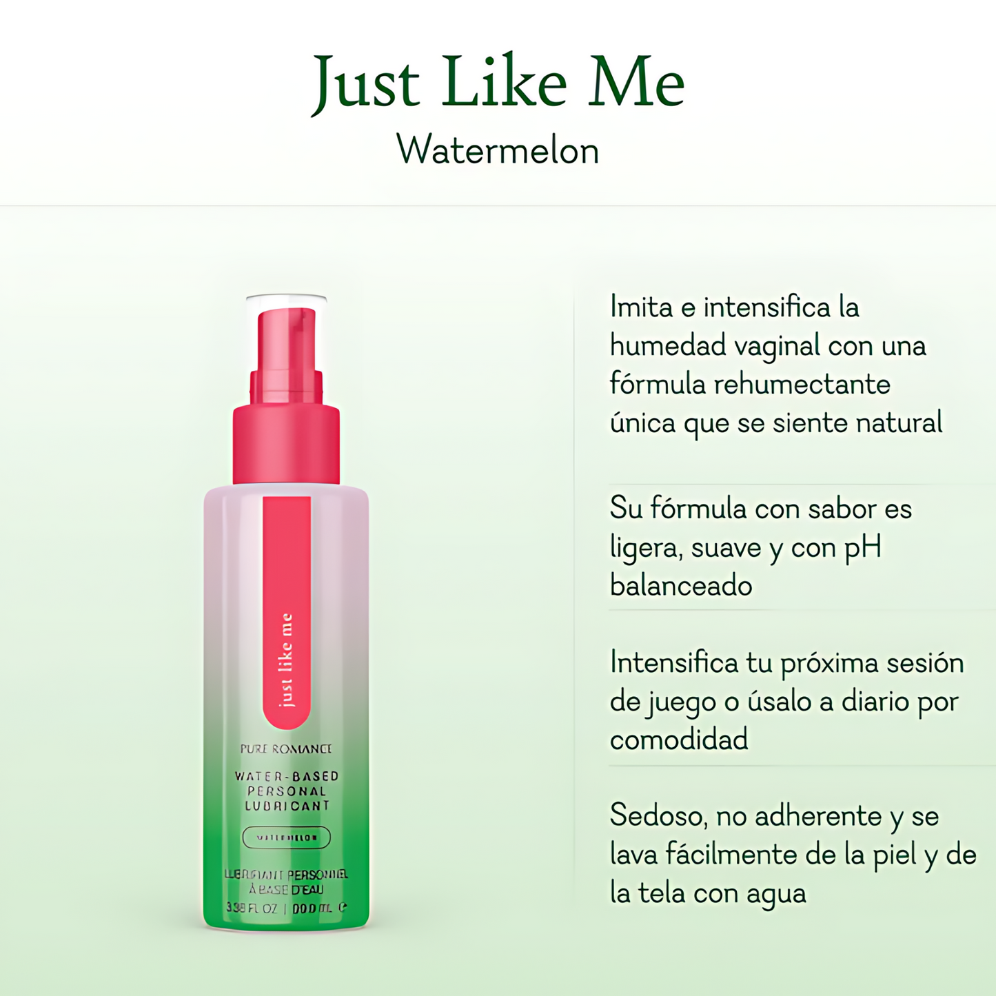 Con Just Like Me, puedes disfrutar de una experiencia íntima que se siente natural y cómoda. Ya sea que lo uses todos los días o solo cuando lo necesites, este lubricante es tu aliado perfecto para mantener el confort y la hidratación en cualquier momento.